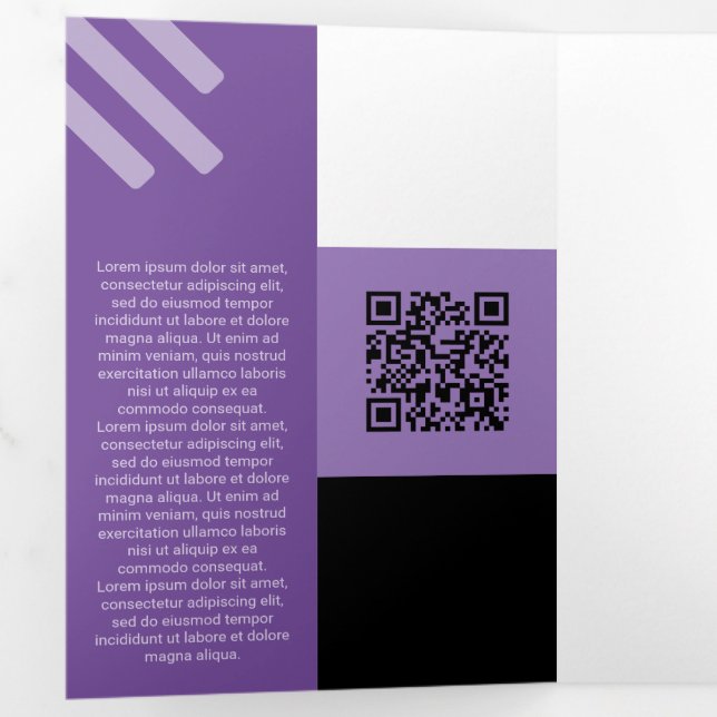 Kind Lilac Squared Off Qr Codes Tri-Fold Card (Inside First)