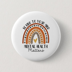 Kind Mental Health Problems Polka Dot Rainbow Awar 6 Cm Round Badge