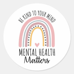 Kind Mental Health Problems Polka Dot Rainbow Awar Classic Round Sticker