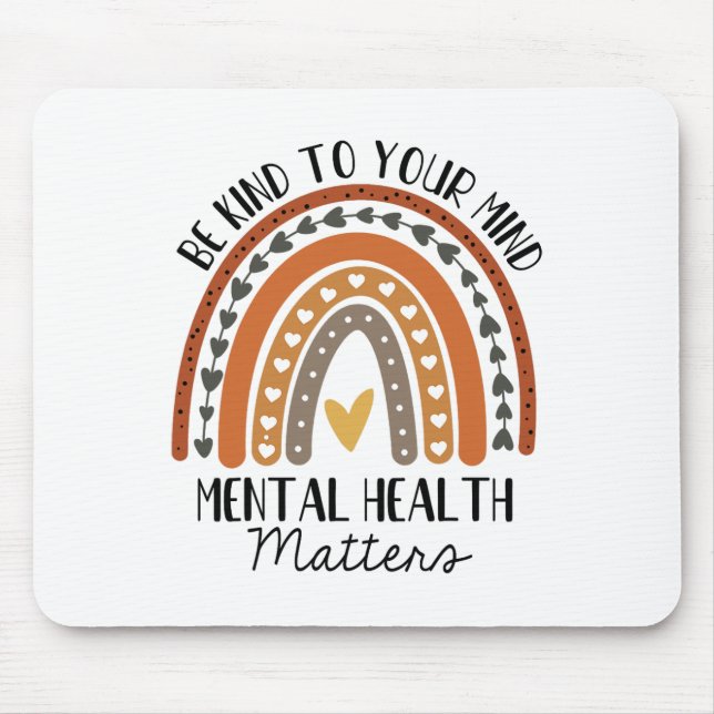 Kind Mental Health Problems Polka Dot Rainbow Awar Mouse Pad (Front)