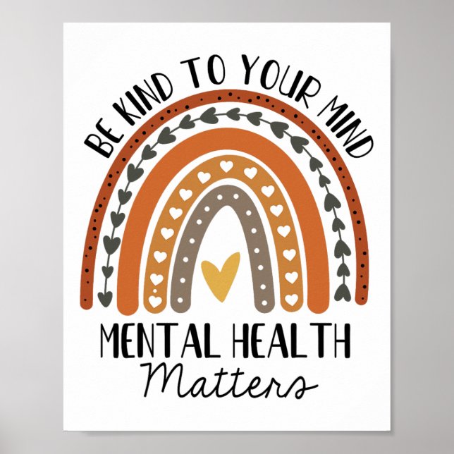 Kind Mental Health Problems Polka Dot Rainbow Awar Poster (Front)