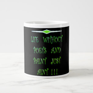 KIND OF GOTH POETS PAINT BLACK LUMINOUSE GREEN LARGE COFFEE MUG