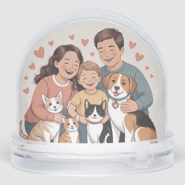 Kind_Ones Family Snow Globe – Cosy Love with Pets (Back)