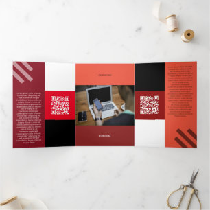 Kind Red Squared Off Qr Codes Tri-Fold Card