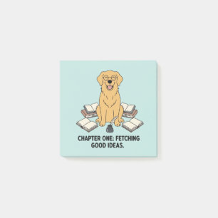Kind Scholar Golden Retriever Bookish Yellow Art Post-it Notes