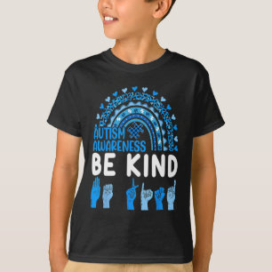 Kind Sign Language Asl Puzzle Rainbow Autism Aware T-Shirt