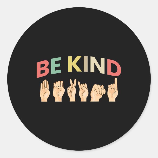 Kind Sign Language Deaf 2  Classic Round Sticker (Front)