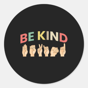 Kind Sign Language Deaf 2  Classic Round Sticker