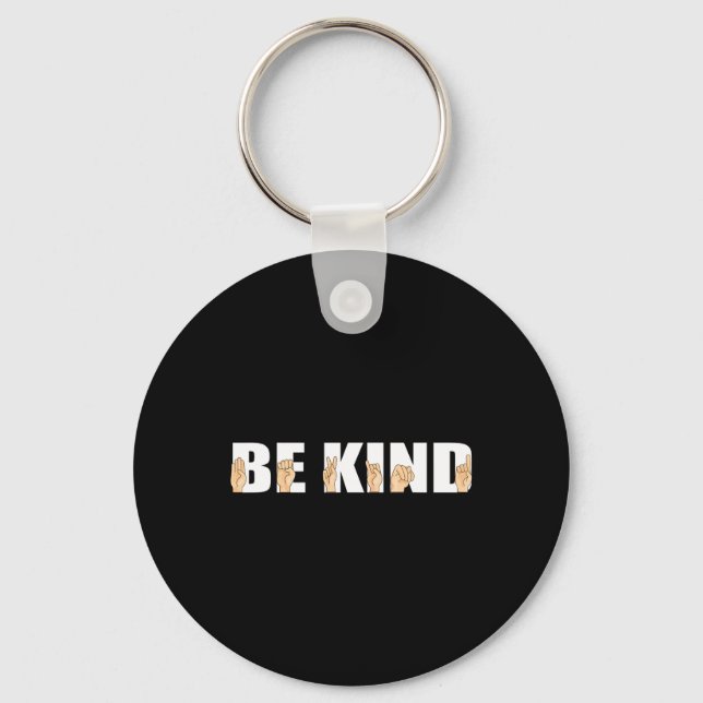 Kind Sign Language Deaf  Key Ring (Front)