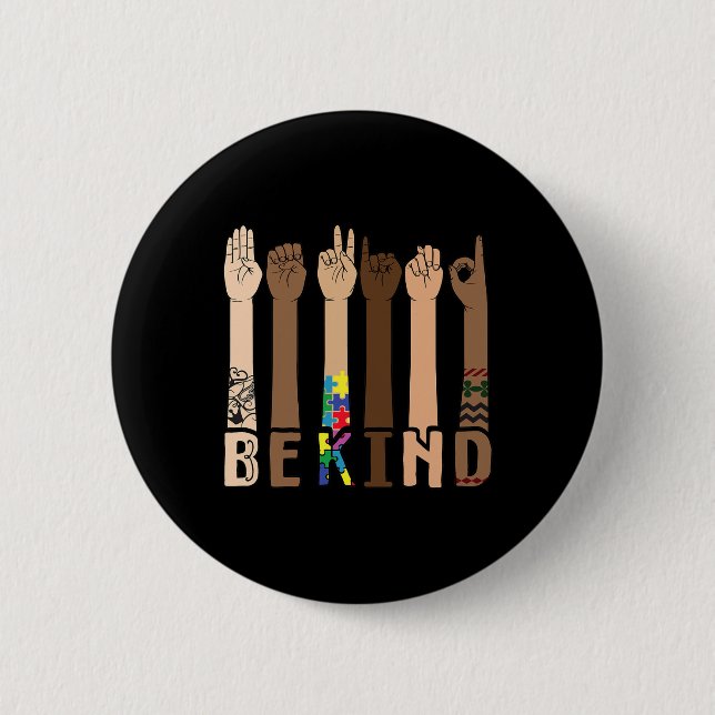 Kind Sign Language Hand Talking Teachers Interpret 6 Cm Round Badge (Front)
