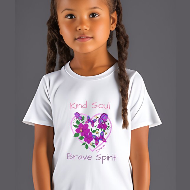 Kind Soul Brave Spirit Wild Free Flower Heart  T-Shirt (Creator Uploaded)