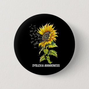 Kind Sunflower Dyslexia Awareness 6 Cm Round Badge