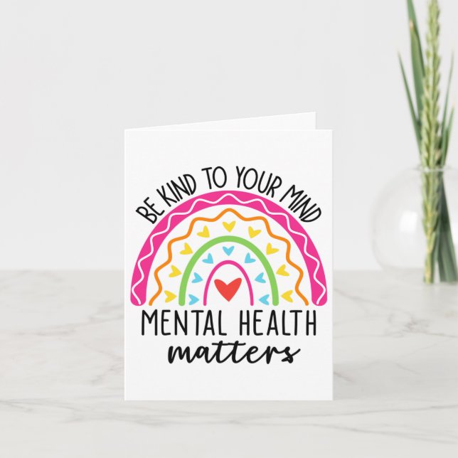 Kind To Your Mind Leopard Rainbow Mental Health Pr Card (Front)