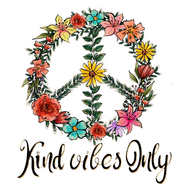 Kind vibes only peace sign floral women T-Shirt (Creator Uploaded)
