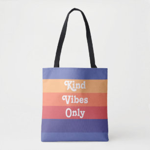 Kind Vibes Only Retro Stripes Tote Bag