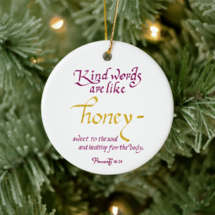 Kind Words Are Like Honey Christian Bible Verse Ceramic Tree Decoration