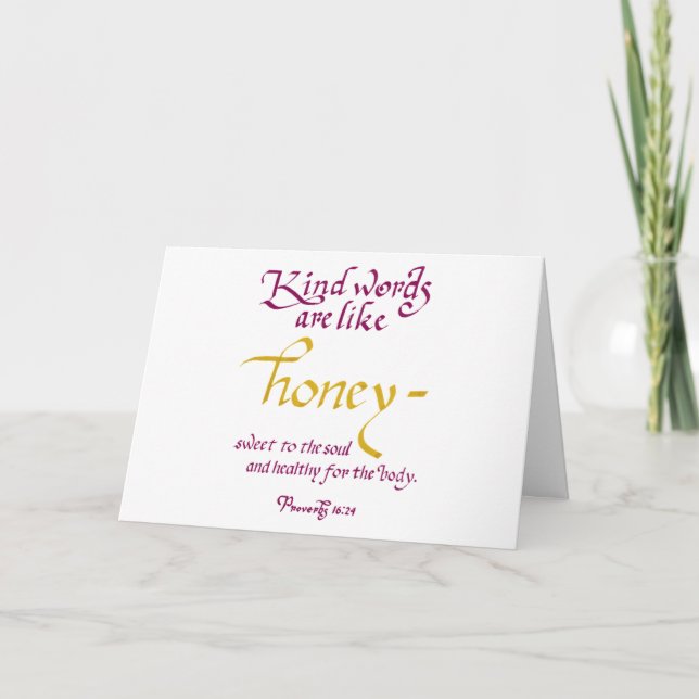 Kind Words Are Like Honey Proverbs Scripture Thank You Card (Front)