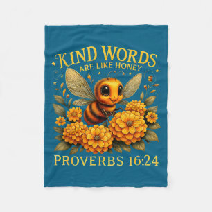 Kind Words Like Honey Christian Faith Design Fleece Blanket