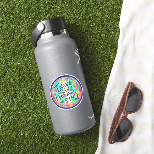 Kind World Peace Sign Pretty Inspirivity Sticker (HydroFlask Insitu)