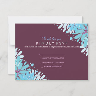 KINDA BLUE FLOWERS Wedding Reply Card