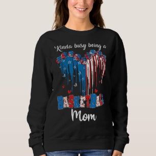 Kinda Busy Being A Basketball Mum Usa Flag Heart M Sweatshirt