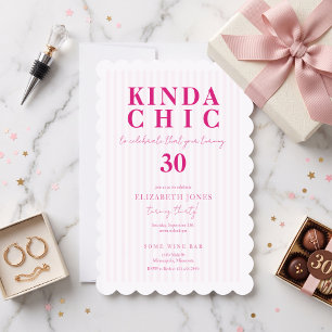 Kinda Chic to Celebrate Pink Striped Birthday Invitation