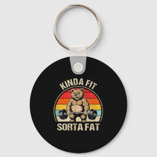 Kinda Fit Sorta Fat Funny Cute Bear Weightlifter Key Ring
