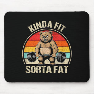 Kinda Fit Sorta Fat Funny Cute Bear Weightlifter Mouse Pad