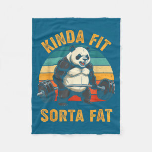 Kinda Fit Sorta Fat Funny Gym Panda Weightlifting Fleece Blanket