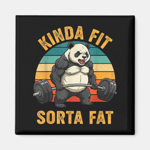 Kinda Fit Sorta Fat Funny Gym Panda Weightlifting Magnet