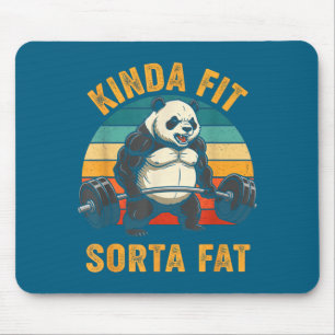 Kinda Fit Sorta Fat Funny Gym Panda Weightlifting  Mouse Pad