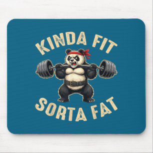 Kinda Fit Sorta Fat Gym-goers Panda Weightlifting  Mouse Pad
