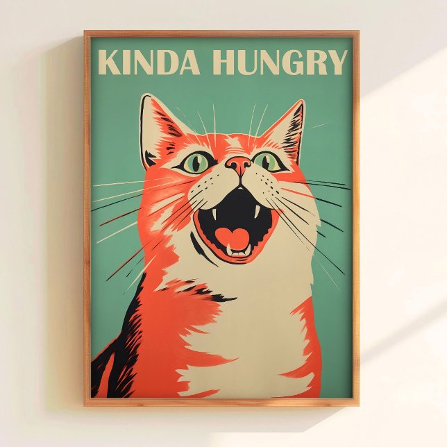 Kinda Hungry Cat Print Funny Kitchen Wall Art Prin (Creator Uploaded)