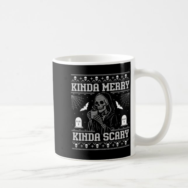 Kinda Merry Kinda Y Alt Goth Ugly Christmas Sweate Coffee Mug (Right)