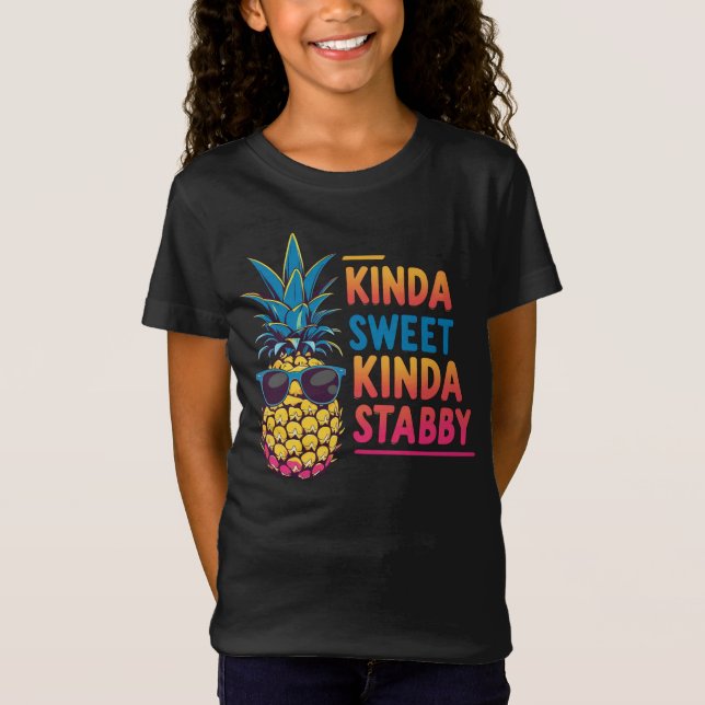 Kinda Sweet Kinda Stabby Pineapple Kids Tee (Front)