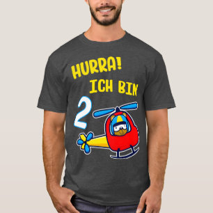 Kinder 2 Geburtstag Junge Hubschrauber Helikopter T-Shirt