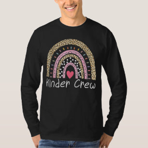 Kinder Crew Kindergarten Teacher Cute Rainbow Leop T-Shirt