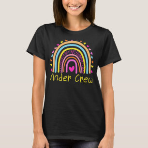 Kinder Crew Kindergarten Teacher Rainbow Heart T-Shirt