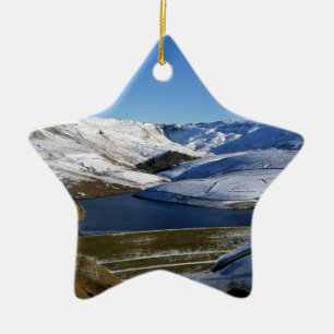 Kinder Reservoir Derbyshire England Holiday Card P Ceramic Tree Decoration