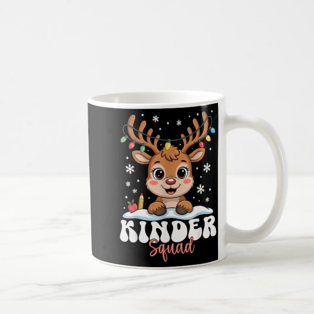 Kinder Squad Reindeer Christmas Lights Cute Winter Coffee Mug (Right)