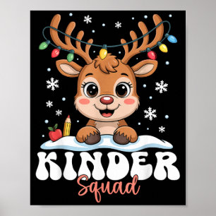 Kinder Squad Reindeer Christmas Lights Cute Winter Poster