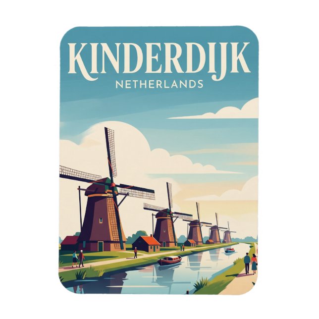 Kinderdijk Netherlands Magnet (Vertical)