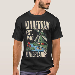 Kinderdijk Windmill Netherlands Vintage Travel Pos T-Shirt