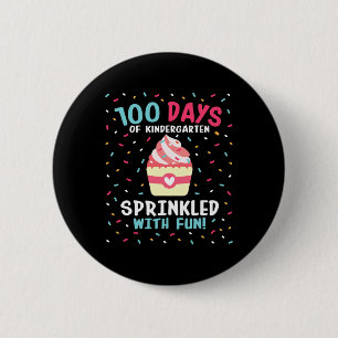 Kindergarten 100 Days Of School Girls Sprinkled Fu 6 Cm Round Badge