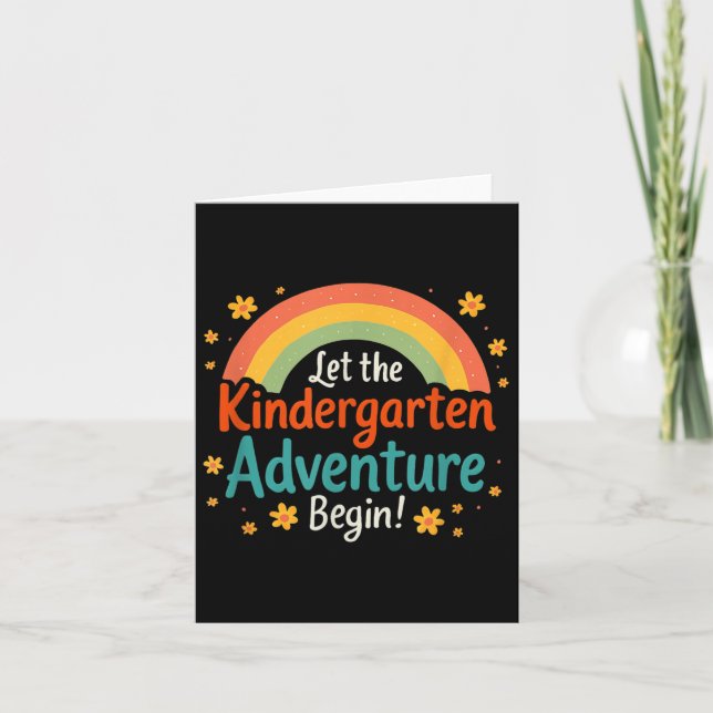 Kindergarten Adventure Rainbow First Day Of School Card (Front)