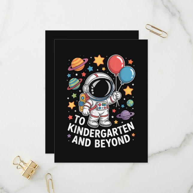 Kindergarten And Beyond Astronaut Space  Invitation Postcard (Front/Back In Situ)