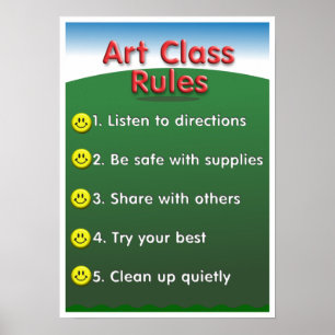 Kindergarten art class rules poster