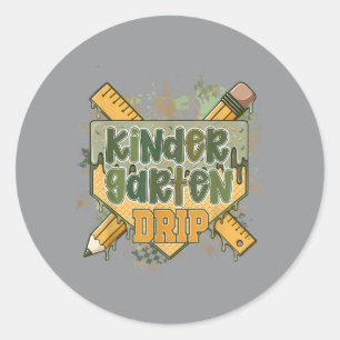 Kindergarten Back To School Baseball Drip Ice Classic Round Sticker