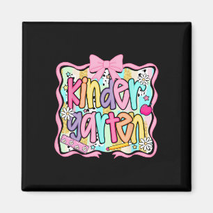 Kindergarten Back To School Coquette Pink Bow Prep Magnet