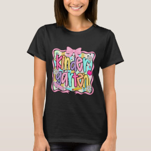 Kindergarten Back To School Coquette Pink Bow Prep T-Shirt